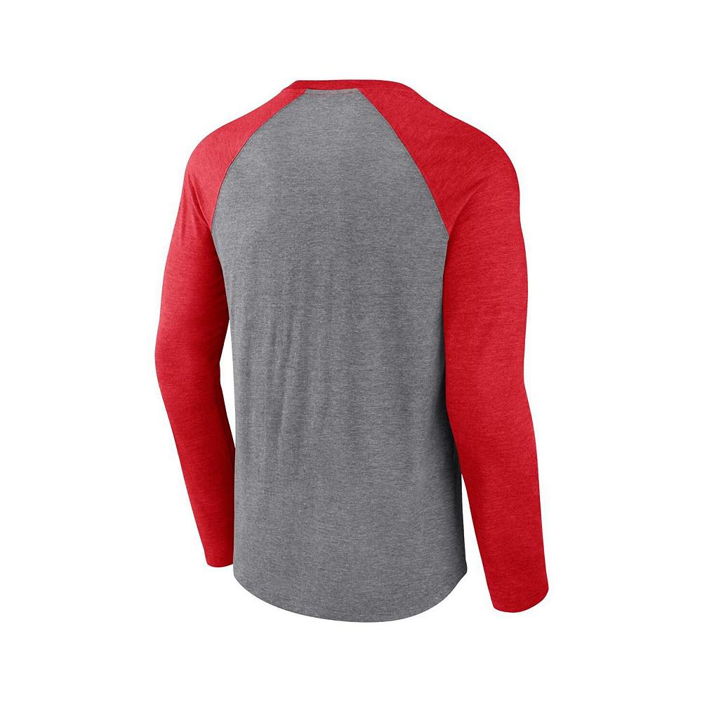 Men's Branded Heather Gray, Red New Jersey Devils Special Edition 2.0 Long Sleeve Raglan T-shirt商品第3张图片规格展示