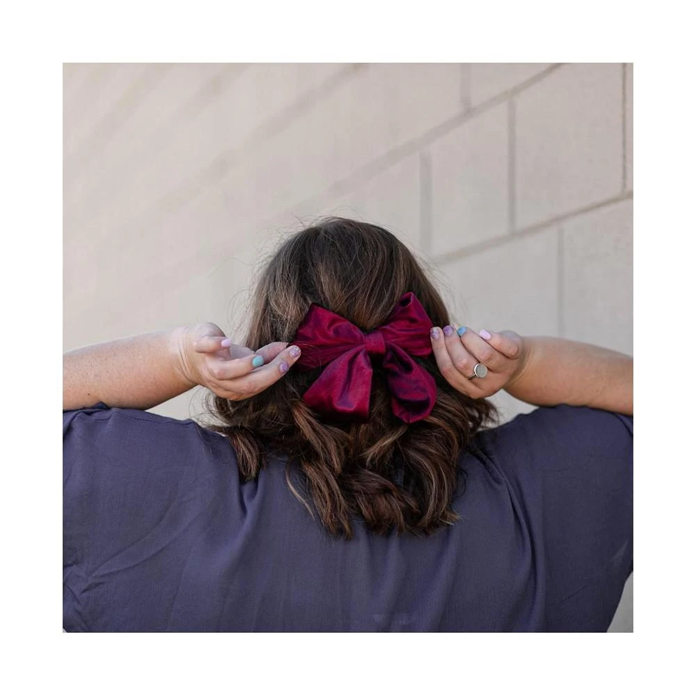 商品Headbands of Hope|Women's Timeless Velvet Bow Barrette - Dark Red,价格¥40,第2张图片详细描述