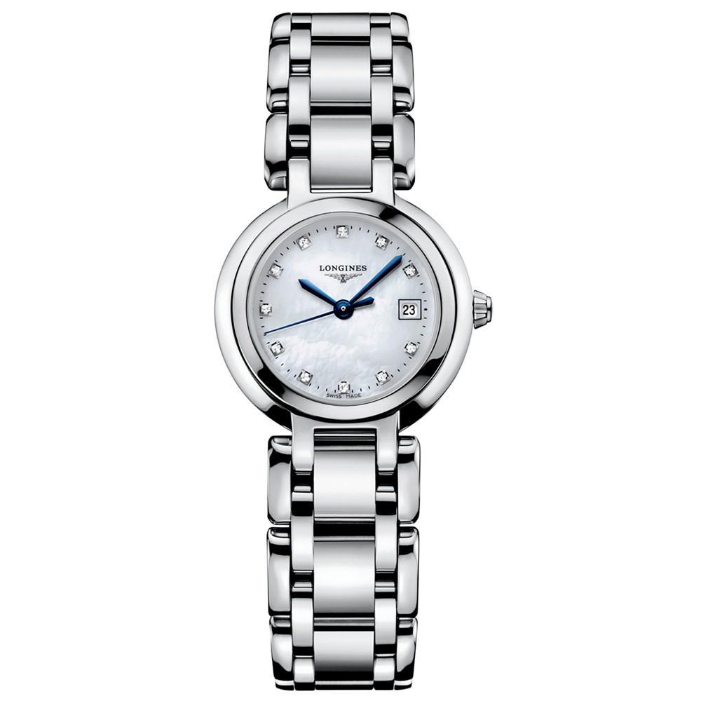 商品Longines|Women's PrimaLuna Diamond Accent (1/3 ct. t.w.) Stainless Steel Bracelet Watch L81104876,价格¥10515,第1张图片