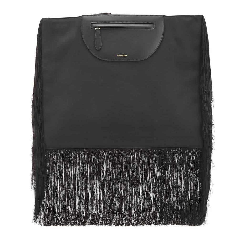 商品Burberry|Ladies Black Fringe Leather Olympia Scarf Flat Clutch,价格¥2545,第1张图片