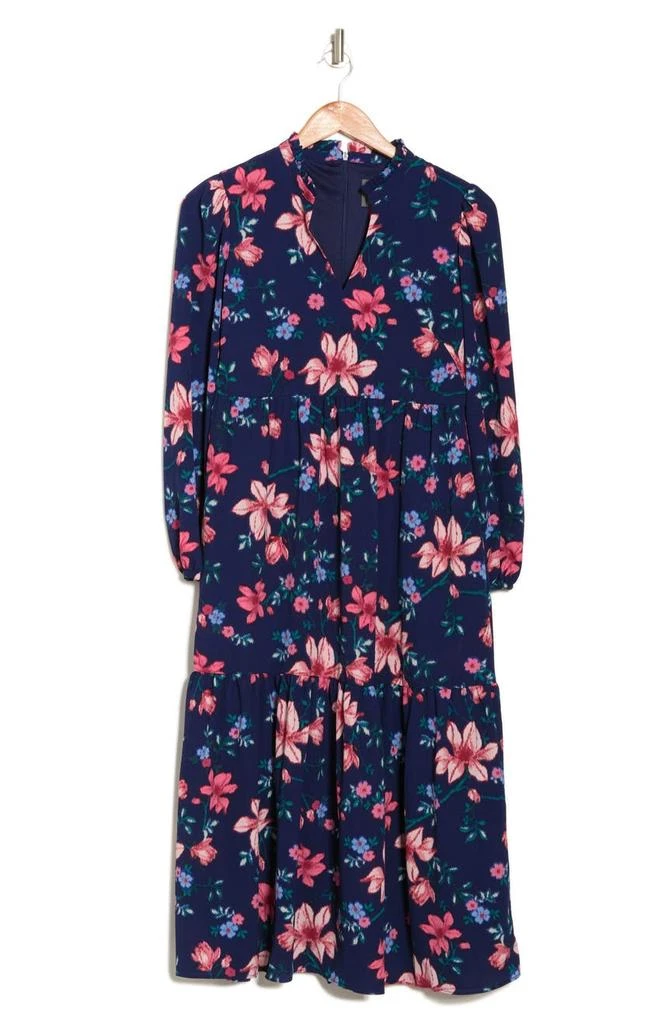 商品Vince Camuto|Floral Long Sleeve Pebble Crepe Dress,价格¥490,第3张图片详细描述