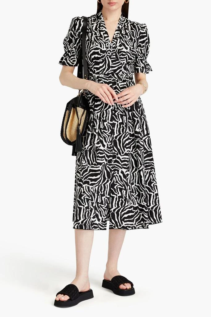 商品Diane von Furstenberg|Erica zebra-print cotton-blend poplin midi dress,价格¥1718,第2张图片详细描述