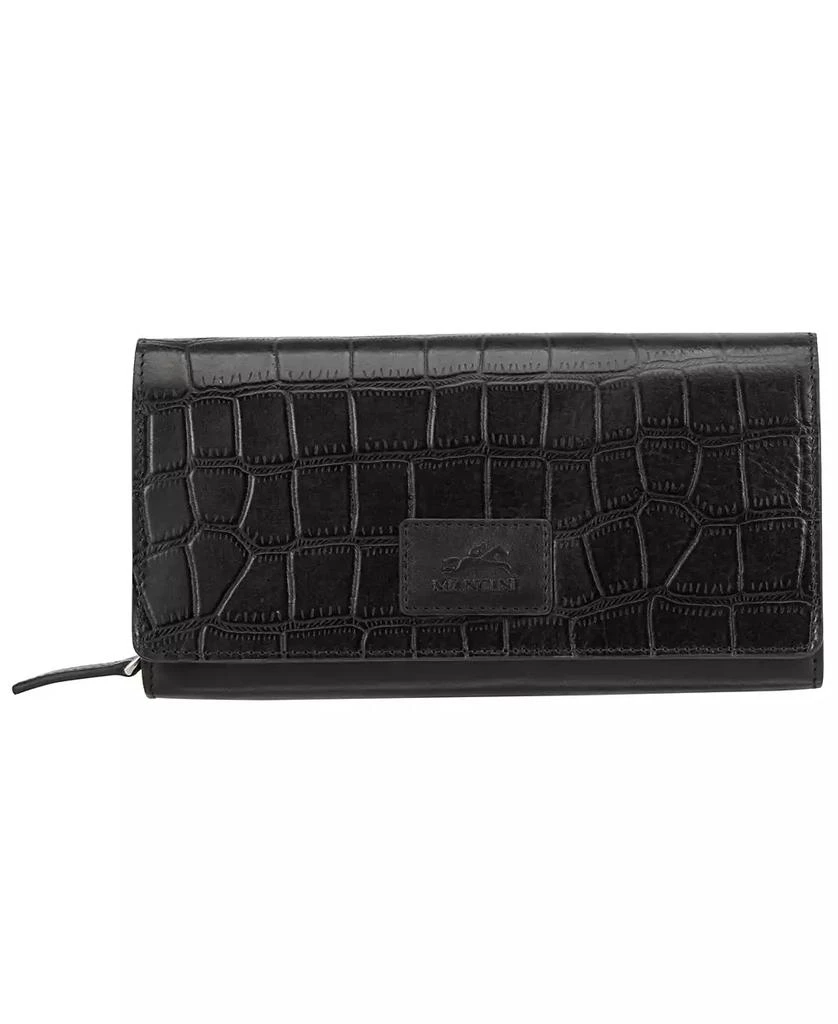 商品Mancini Leather Goods|Women's Croco Collection RFID Secure Clutch Wallet,价格¥393,第1张图片