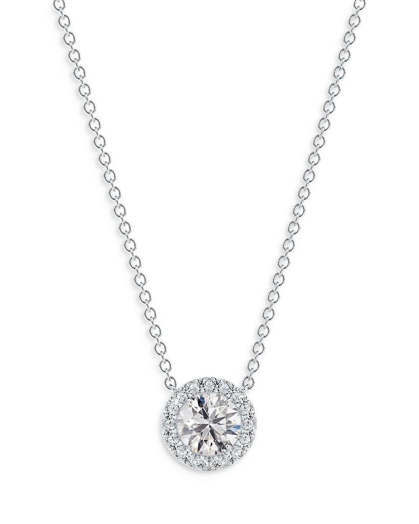 商品De Beers Forevermark|Center of My Universe® Halo Pendant Necklace in 18K White Gold, 0.20 ct. t.w.,价格¥11314,第1张图片详细描述