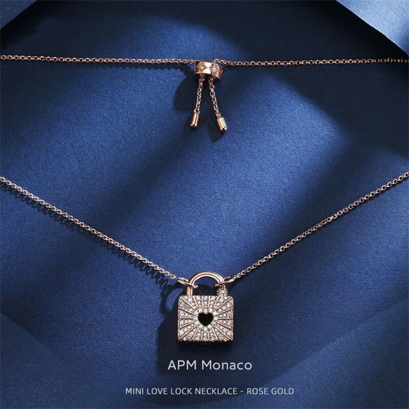 apm MONACO 玫瑰金色迷你爱心锁可调节项链生日女友PC6170XKR 均码 玫瑰金 商品