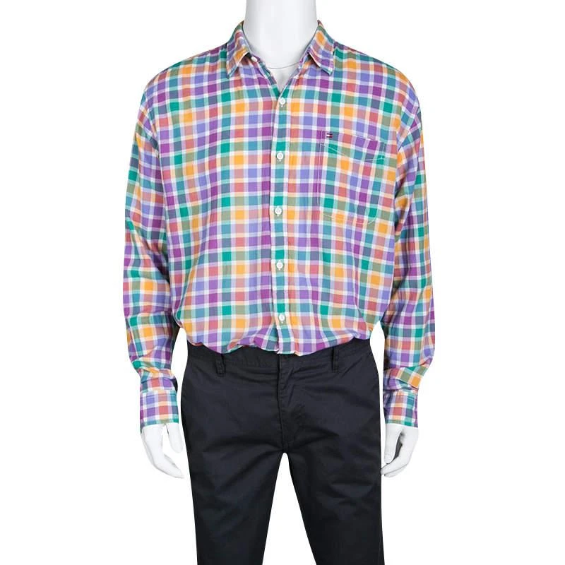 商品[二手商品] Tommy Hilfiger|Tommy Hilfiger Multicolor Checked Cotton Long Sleeve Vintage Fit Shirt XL,价格¥891,第2张图片详细描述