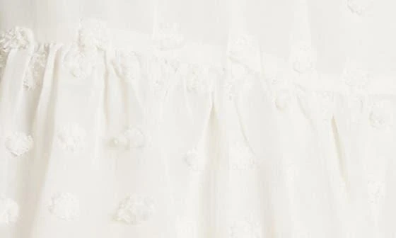 Rina Long Sleeve Dotted Chiffon Lace Trim Dress 商品