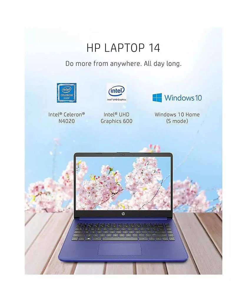 商品HP|14" Laptop Intel Celeron 4GB RAM 64GB SSD Storage Windows 10 - Indigo Blue,价格¥1761,第2张图片详细描述