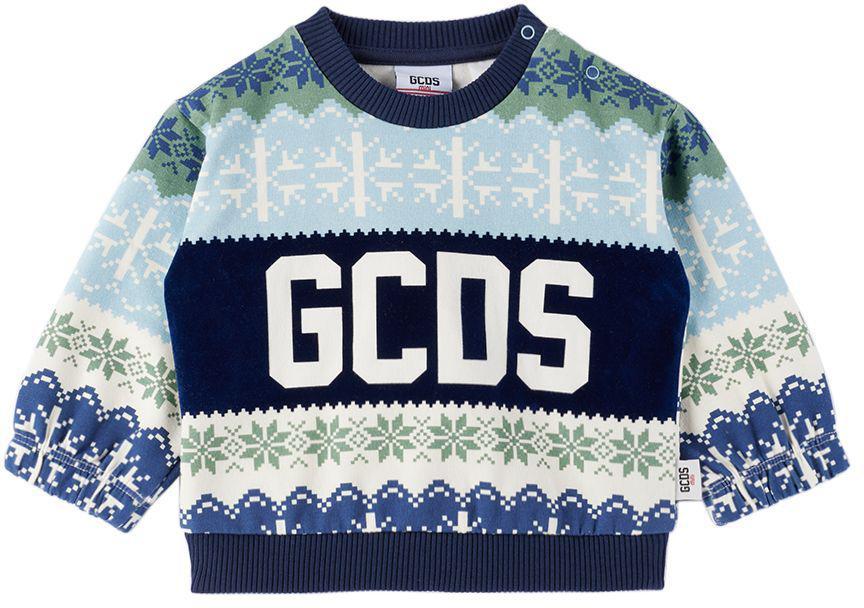 商品GCDS|Baby Blue Printed Sweatshirt,价格¥1027,第1张图片