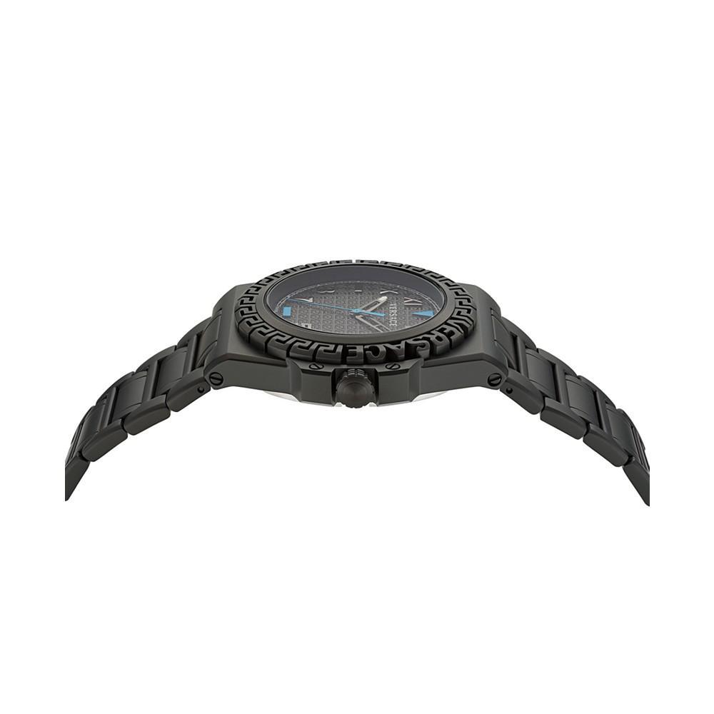 商品Versace|Men's Swiss Greca Reaction Black-Tone Stainless Steel Bracelet Watch 44mm,价格¥10660,第4张图片详细描述