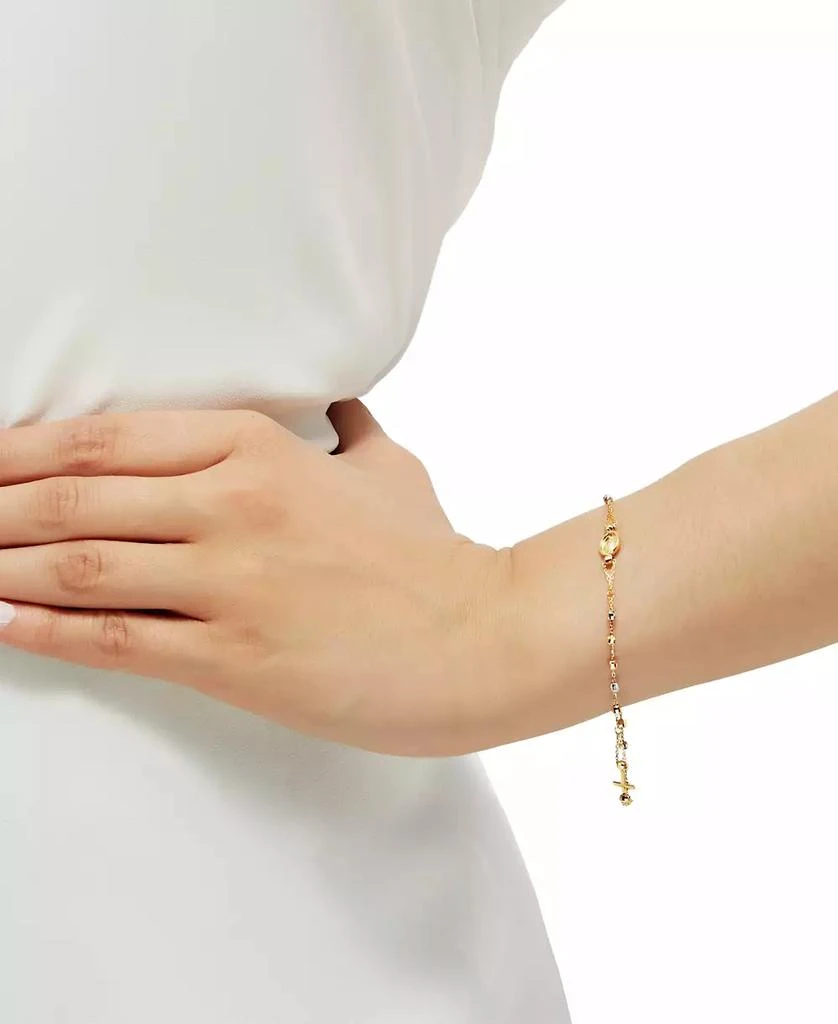 商品Macy's|Tricolor Rosary Bracelet in 10K Gold, White Gold, & Rose Gold,价格¥2160,第2张图片详细描述