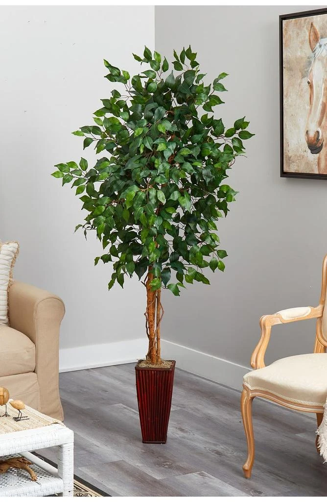 商品NEARLY NATURAL|6ft. Ficus Tree with Bamboo Planter,价格¥1060,第2张图片详细描述