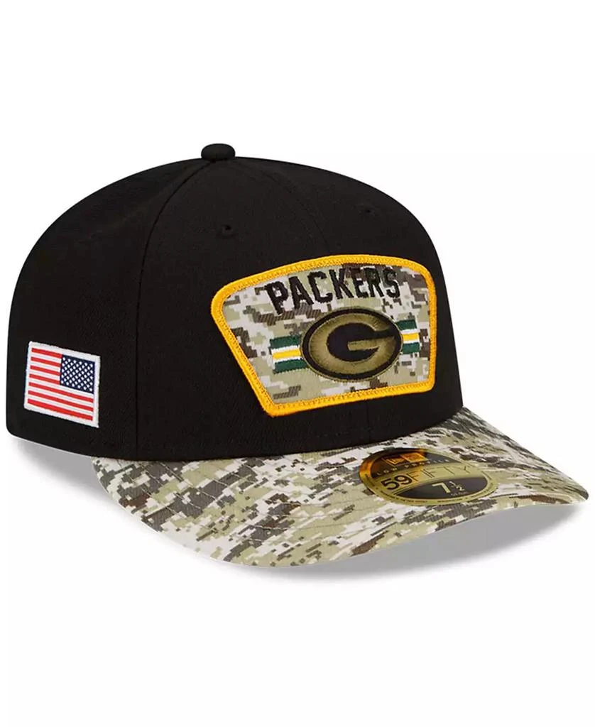 商品New Era|Men's Black-Camouflage Green Bay Packers 2021 Salute To Service Low Profile 59FIFTY Fitted Hat,价格¥247,第1张图片