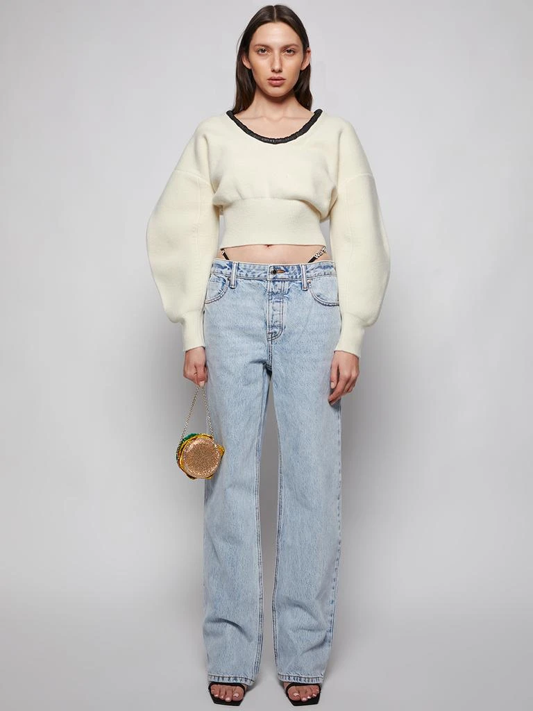 商品Alexander Wang|Scoop Neck Pullover With Ruched Leather Neckline,价格¥2386,第2张图片详细描述