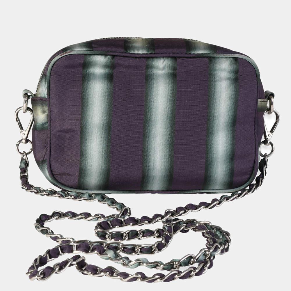 Prada Purple/Grey Nylon Striped Shoulder Bag商品第3张图片规格展示