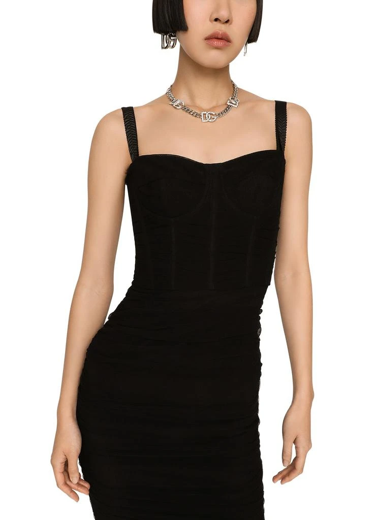 商品Dolce & Gabbana|垂褶胸衣式薄纱中长连衣裙,价格¥20101,第4张图片详��细描述