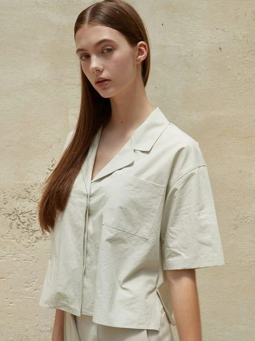 商品INUSWAY|Iuw1249 Hidden Pajama Crop Shirts (Mint),价格¥676,第4张图片详细描述