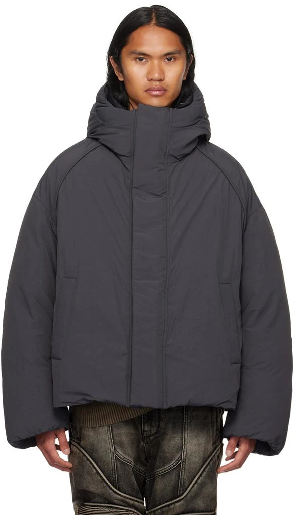 商品Juun.J|Gray Hooded Down Jacket,价格¥5714,第1张图片