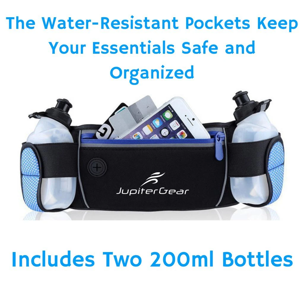商品Jupiter Gear|Running Hydration Belt Waist Bag with Water-Resistant Pockets and 2 Water Bottles,价格¥238,第2张图片详细描述