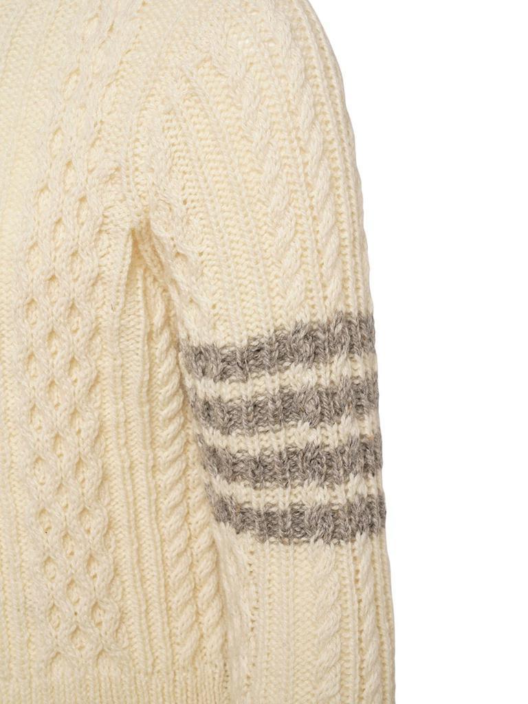 商品Thom Browne|4 Bar Aran Wool Blend Knit Sweater,价格¥5525,第4张图片详细描述
