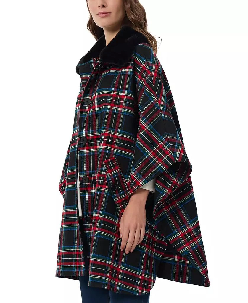 商品JONES NEW YORK|Women's Plaid-Print Faux-Fur Collar Poncho,价格¥563,第3张图片详细描述