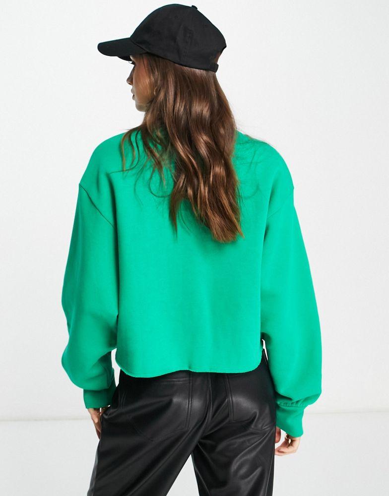 ASOS DESIGN oversized sweatshirt with raw hem in bright green商品第2张图片规格展示