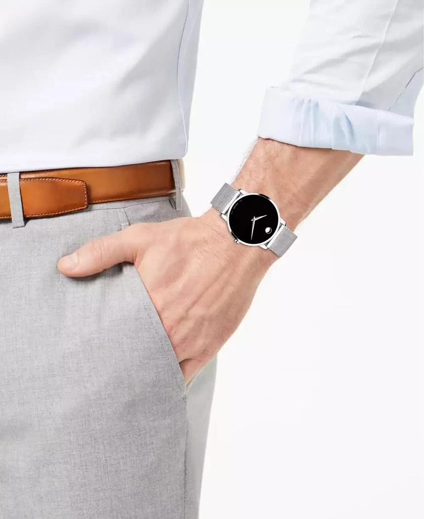 商品Movado|Unisex Swiss Museum Classic Stainless Steel Mesh Bracelet Watch 40mm,价格¥4776,第5张图片详细描述