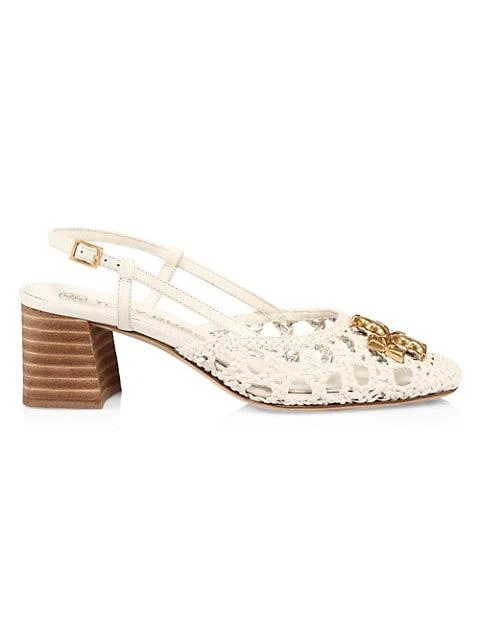 商品Tory Burch|Eleanor Woven Leather Slingback Pumps,价格¥1985,第1张图片