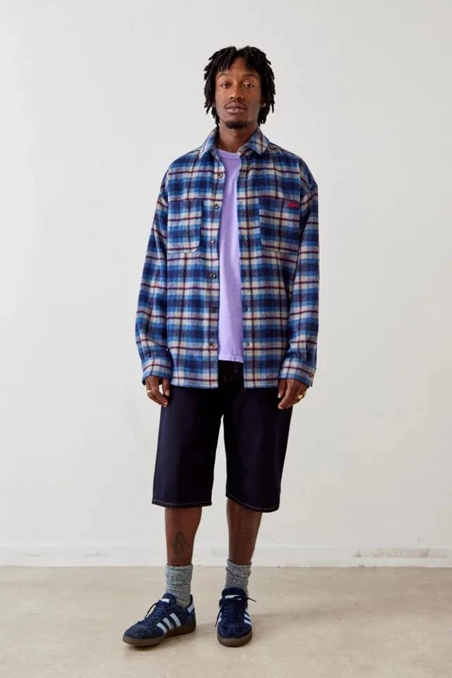 商品BDG|BDG Blue Brushed Fleece Check Shirt,价格¥340,第2张图片详细描述