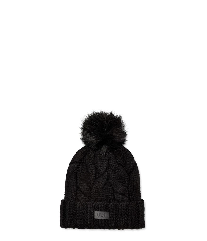 商品UGG|Knit Cable Beanie with Faux Fur Pom,价格¥431,第1张图片