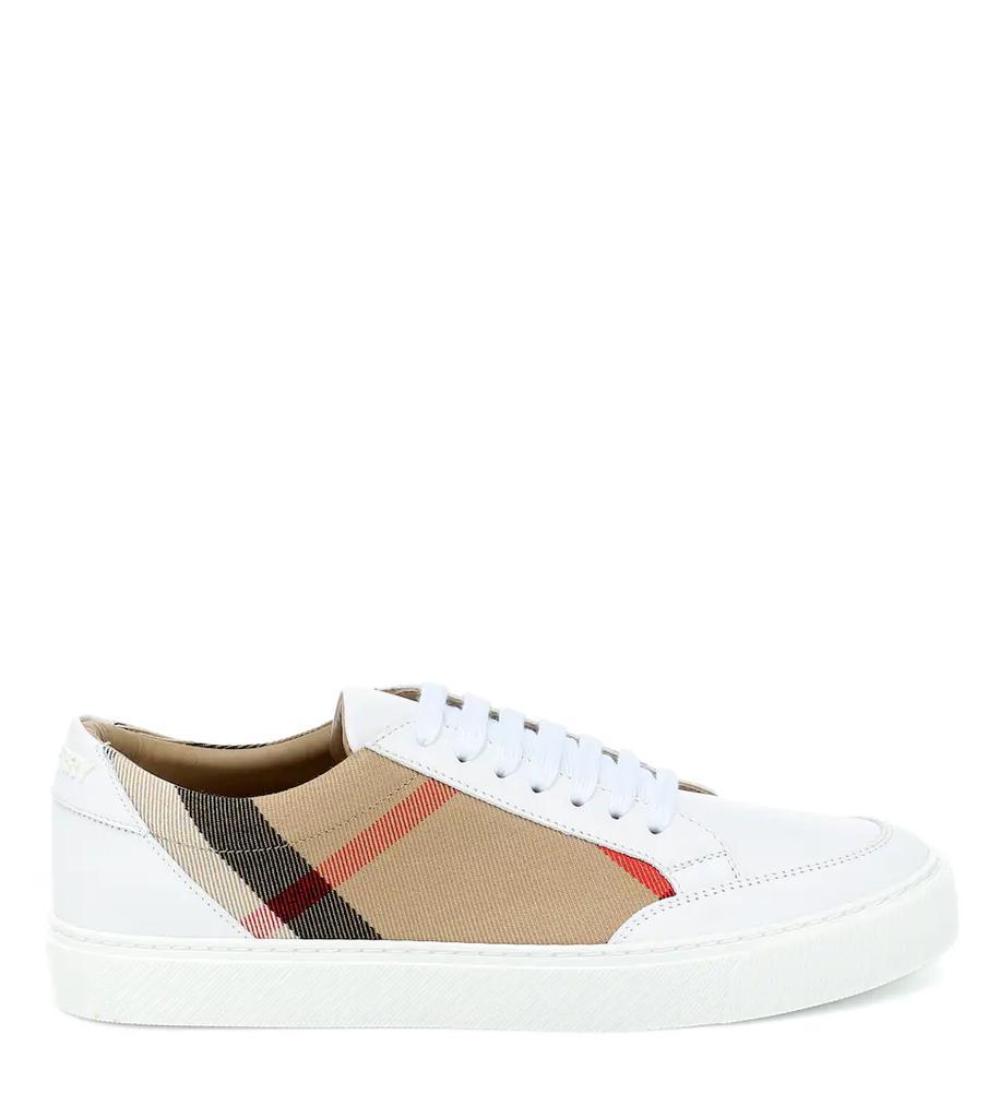 商品Burberry|House Check leather-trimmed sneakers,价格¥3165,第7张图片详细描述