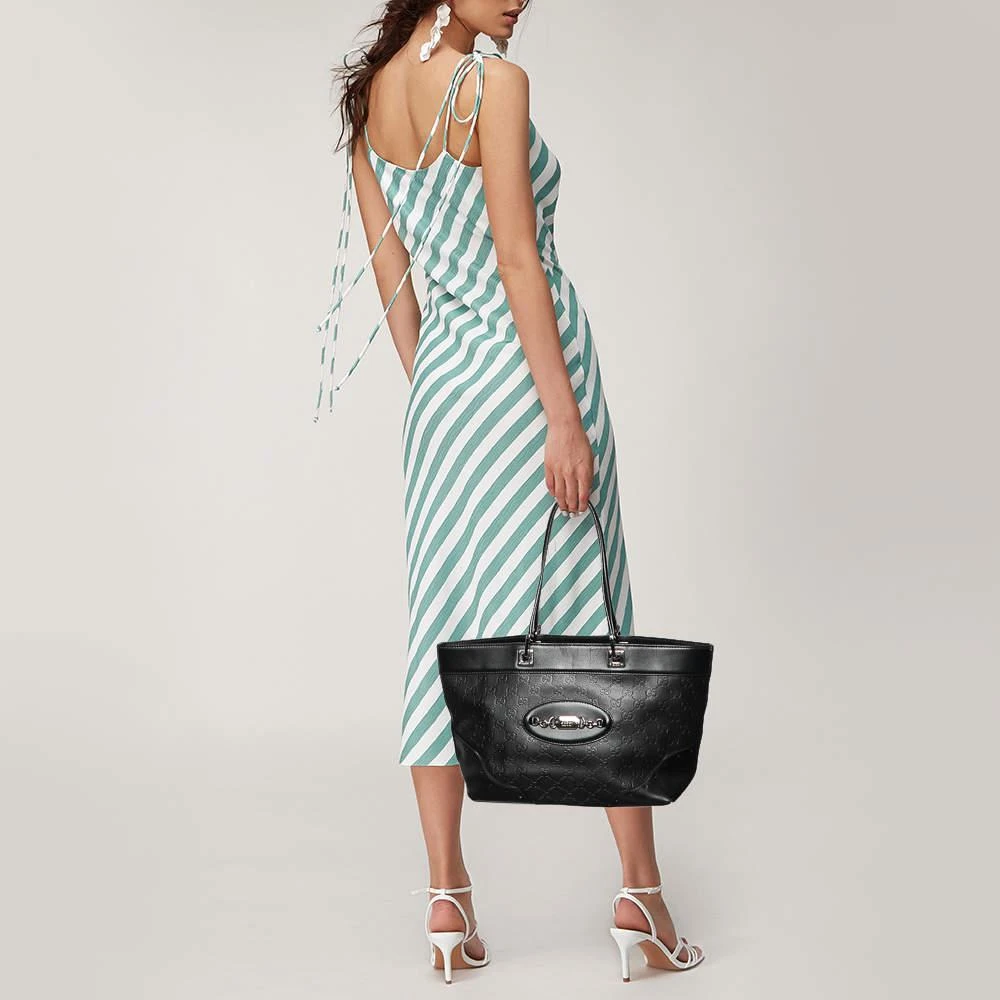 商品[二手商品] Gucci|Gucci Black Guccissima Leather Medium Punch Tote,价格¥4952,第2张图片详细描述