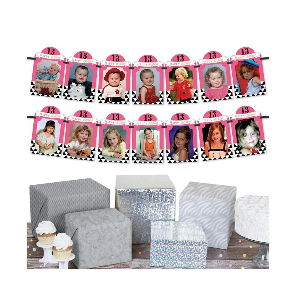 商品Big Dot of Happiness|Chic 13th Birthday Pink Black & Gold DIY Decor Picture Display Photo Banner,价格¥119,第2张图片详细描述
