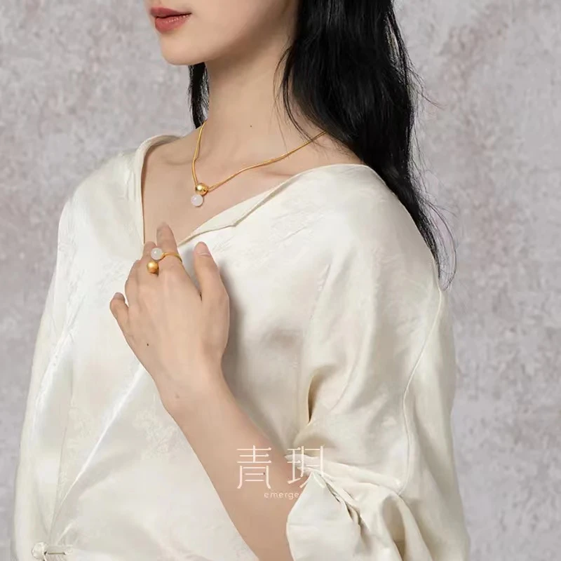 【国内直发】青现emerge 知白系列「重明」和田白玉耳环项链戒指 商品