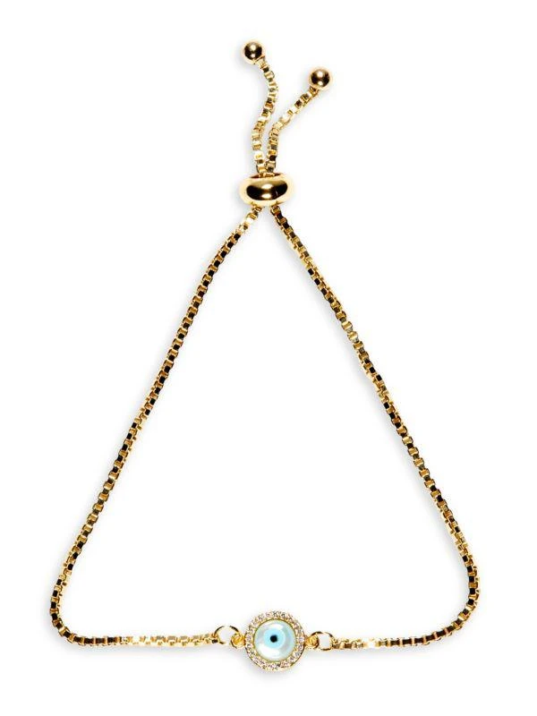商品Eye Candy LA|Luxe 18K Goldplated Crystal Evil Eye Charm Bracelet,价格¥320,第1张图片