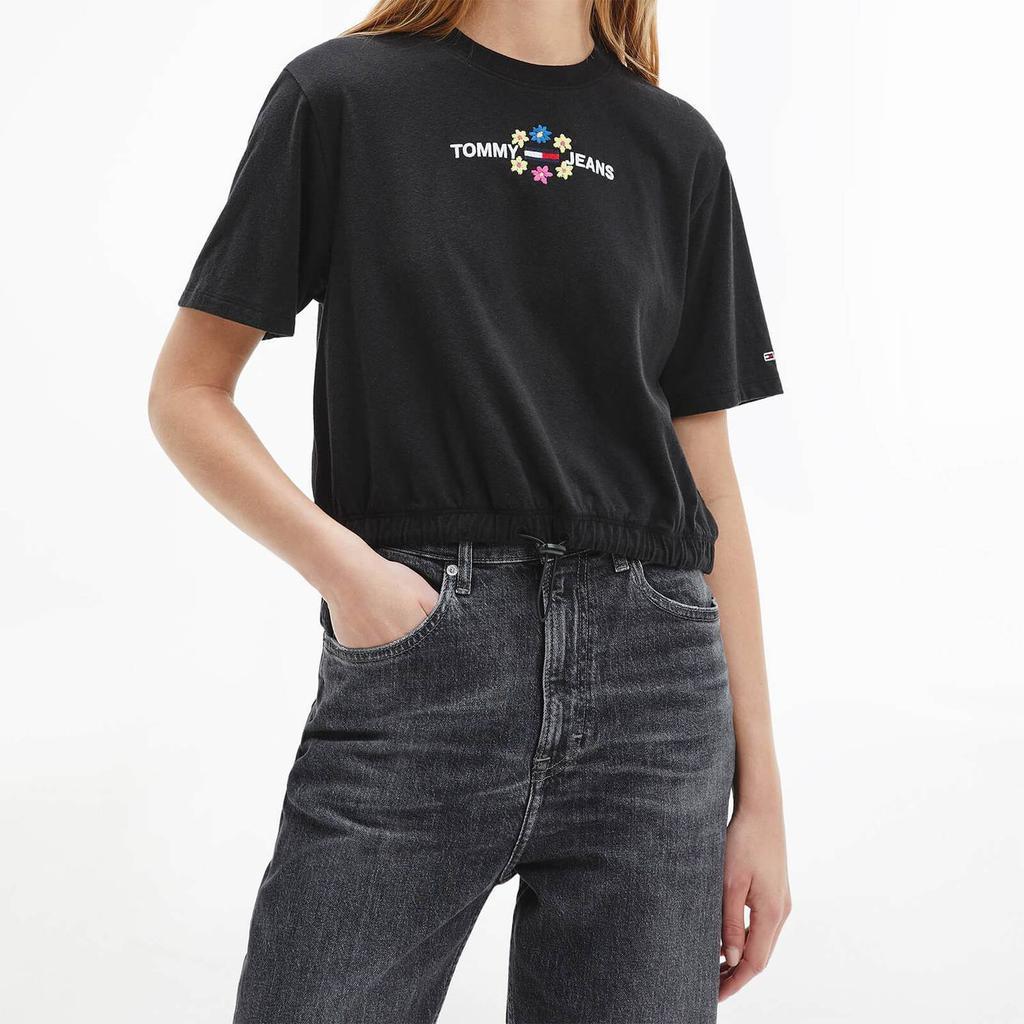 商品Tommy Hilfiger|Tommy Jeans Women's Sustainable Crop Floral T-Shirt - Black,价格¥181,第1张图片