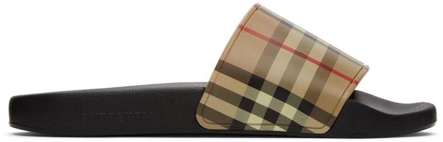 商品Burberry|驼色 Furley 拖鞋,价格¥2648,第1张图片