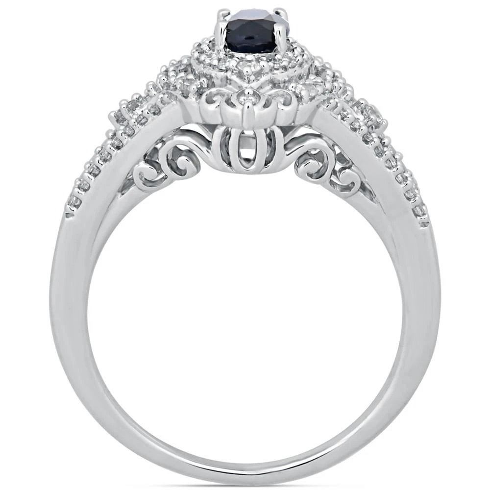 商品Enchanted Disney Fine Jewelry|Sapphire (1/2 ct. t.w.) & Diamond (1/3 ct. t.w.) Cinderella Ring in 14k White Gold,价格¥18519,第3张图片详细描述