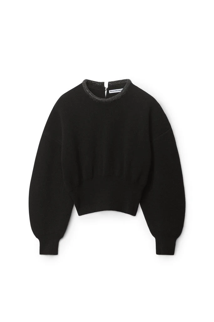 商品Alexander Wang|CRYSTAL TRIM PULLOVER IN BOILED WOOL,价格¥3247,第1张图片