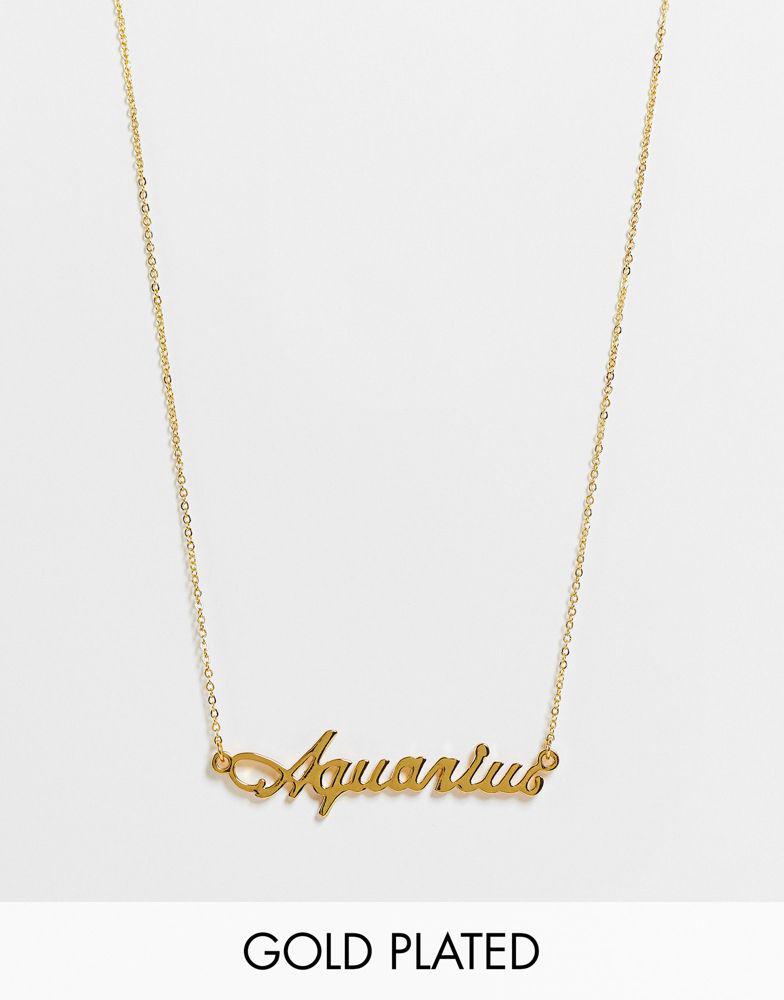 ASOS DESIGN | ASOS DESIGN 14k gold plated necklace with zodiac aquarius pendant 43.23元 商品图片
