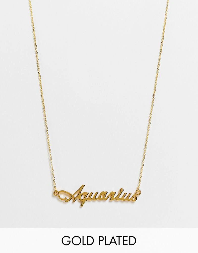 商品ASOS|ASOS DESIGN 14k gold plated necklace with zodiac aquarius pendant,价格¥49,第1张图片