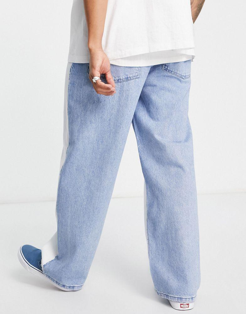Topman extreme baggy jeans in white & blue splice商品第2张图片规格展示