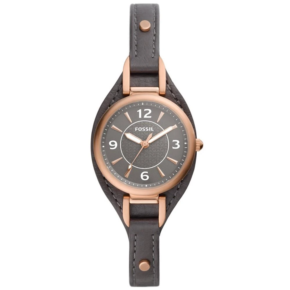 商品Fossil|Women's Carlie Gray Leather Strap Watch, 28mm,价格¥574,第1张图片
