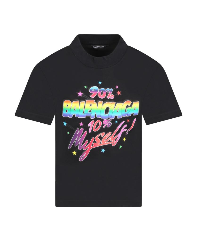 Black T-shirt For Kids With Multicolor Logo商品第1张图片规格展示