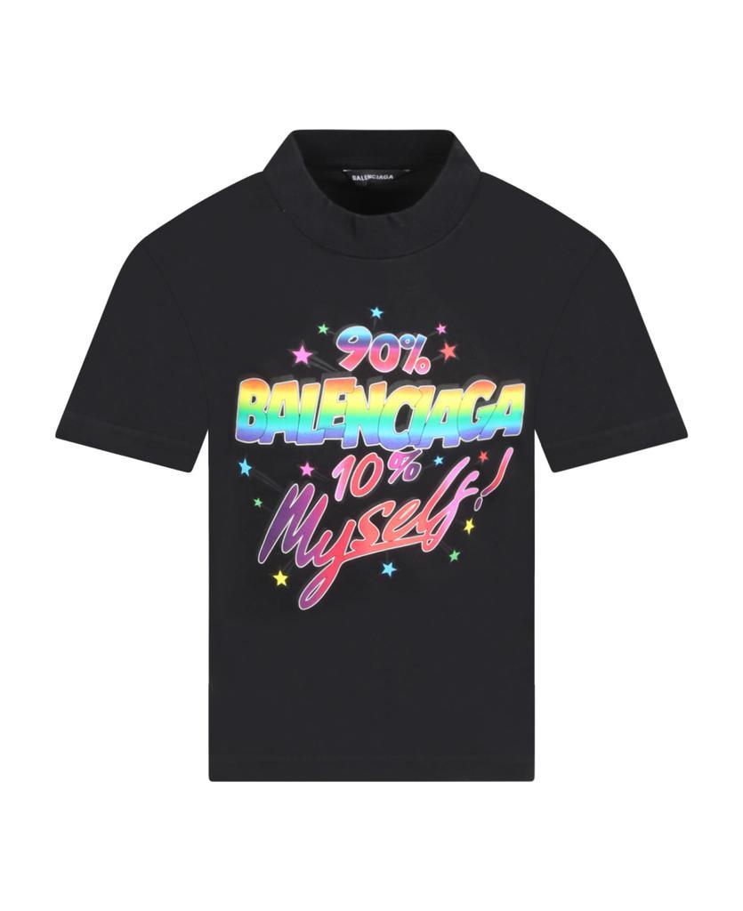 商品Balenciaga|Black T-shirt For Kids With Multicolor Logo,价格¥1625,第1张图片