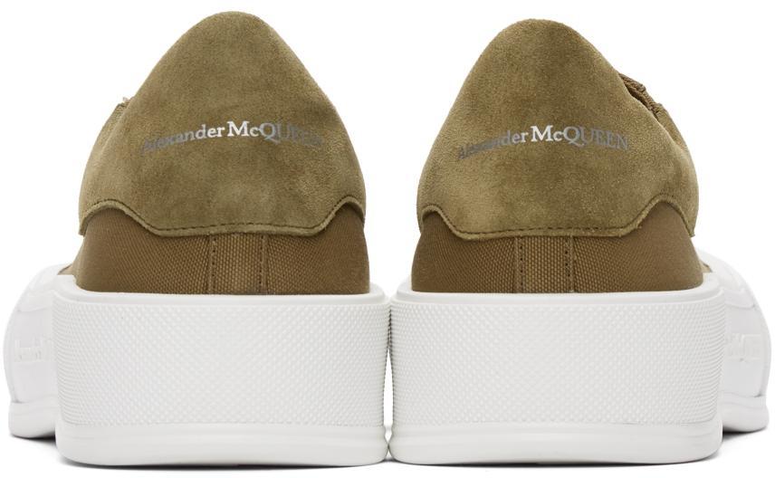 商品Alexander McQueen|Khaki Deck Lace-Up Plimsoll Sneakers,价格¥3797,第6张图片详细描述
