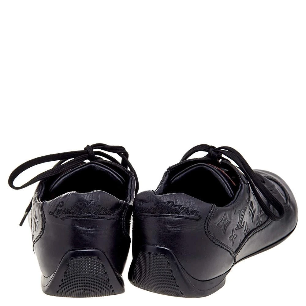 商品[二手商品] Louis Vuitton|Louis Vuitton Black Monogram Leather Low Top Sneakers Size 41,价格¥3694,第5张图片详细描述