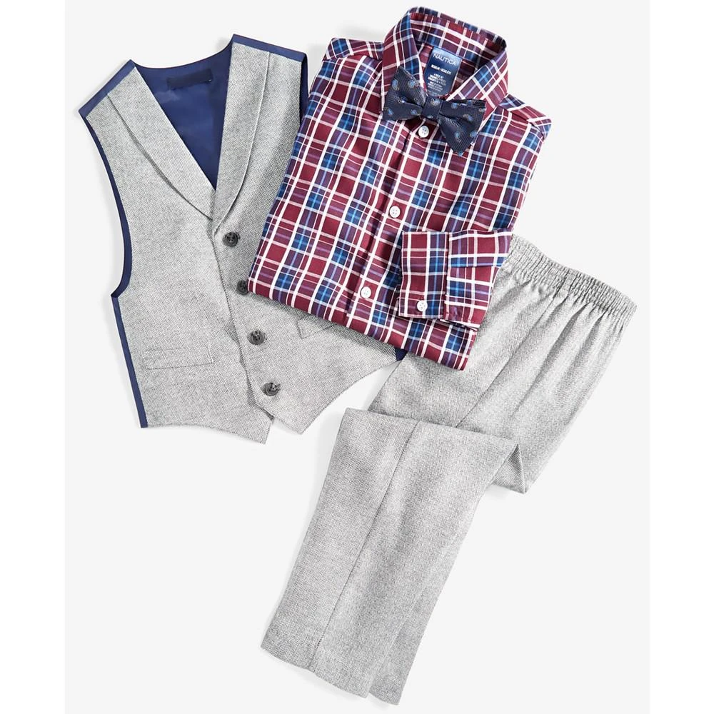 Little Boys 4-Pc. Patterned Shirt, Brushed Herringbone Vest, Pants & Bow Tie Set 商品