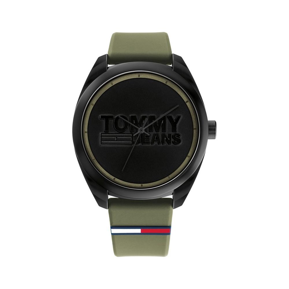 Tommy Hilfiger Men's Military-Like Green Silicone Strap Watch 44mm商品第1张图片规格展示