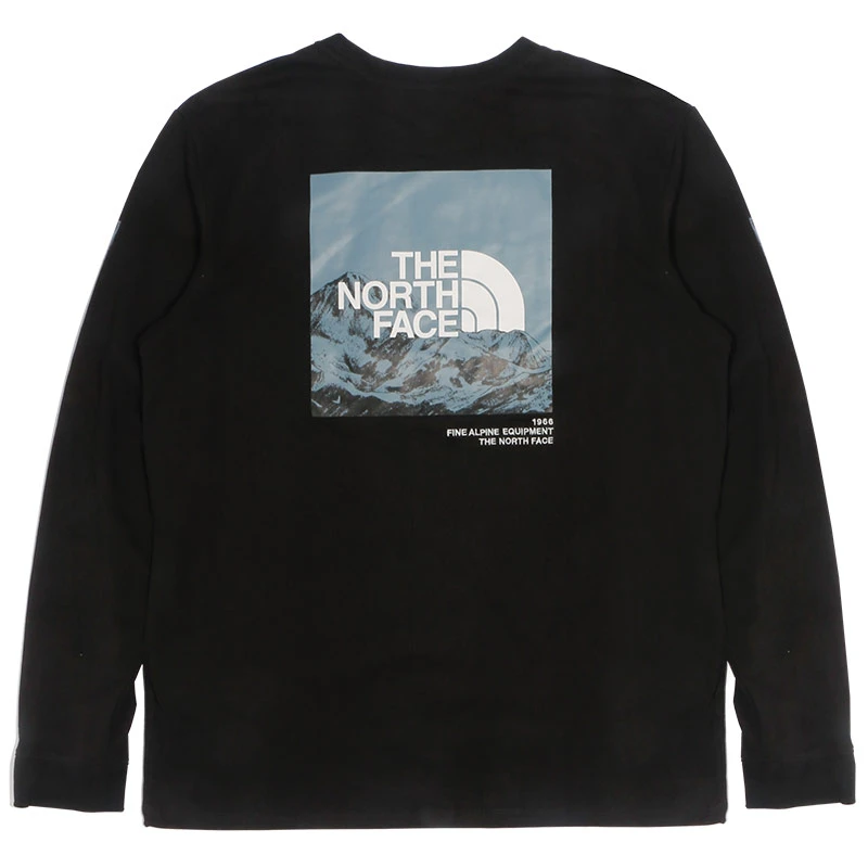 商品[国内直发] The North Face|北面/ 雪山Logo印花圆领套头长袖T恤 男款 黑色,价格¥606,第3张图片详细描述
